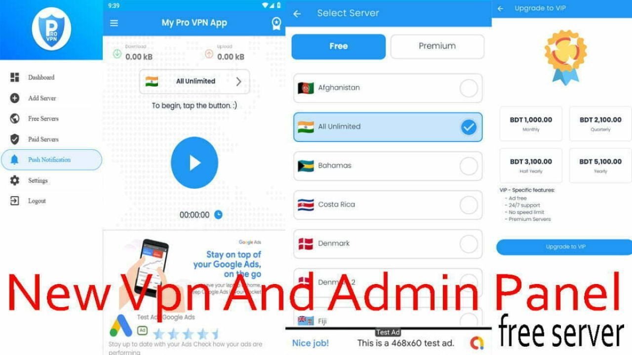 Pro VPN Android App with Admin Panel – Admob Ads | Android 12+ Support